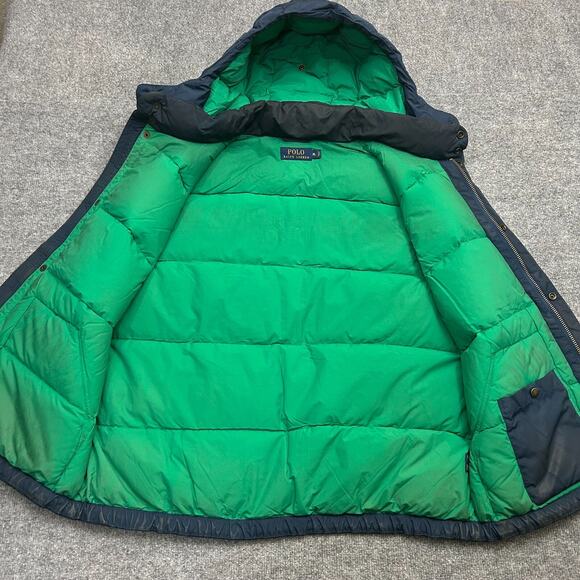 Polo Ralph Lauren Men's XL Navy Blue Down Puffer Hooded Vest Zip Snap - Picture 3 of 8